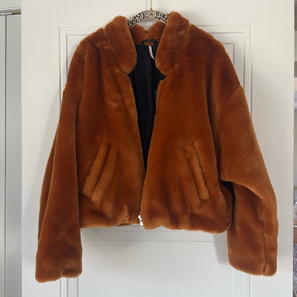 Free People Jackets & Blazers - Free People Rust Brown Faux Fur Jacket